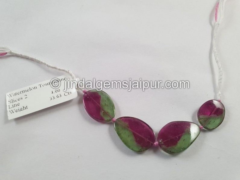 Watermelon Tourmaline Smooth Slices Beads