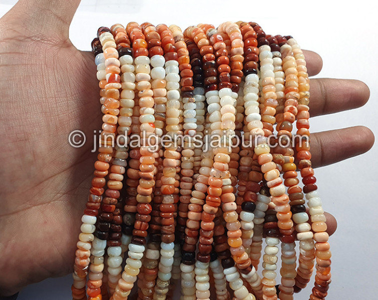 Fire Opal Smooth Roundelle Shape Beads
