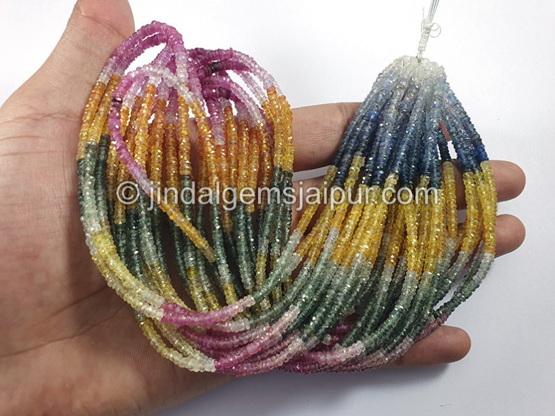 Multi Sapphire Faceted Tyre Shape Beads