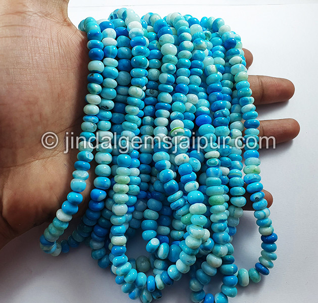 Blue Mix Opal Smooth Roundelle Shape Beads