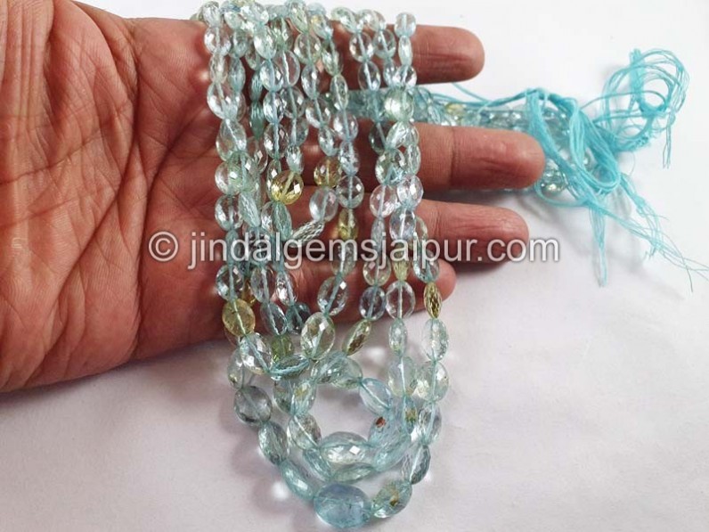 Multi Aquamarine Micro Cut Oval Beads