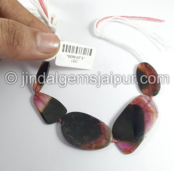 Watermelon Tourmaline Slices Shape Beads