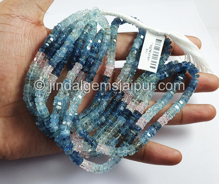 Multi Aquamarine Step Cut Bolt Shape Beads