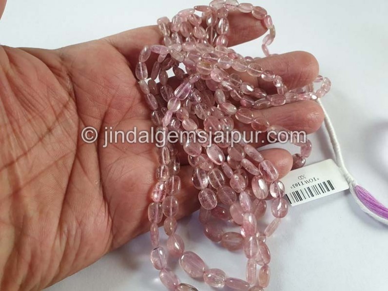 Pink Bi Color Tourmaline Smooth Oval Beads