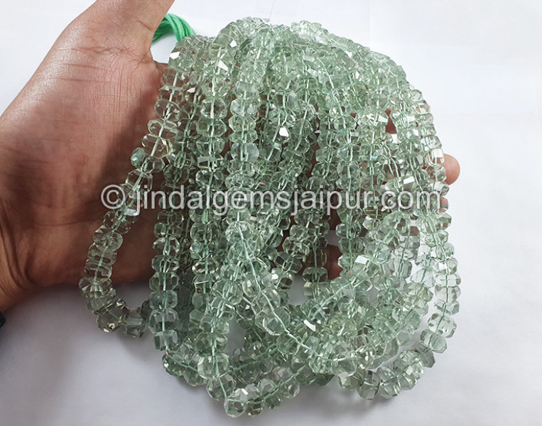 Green Amethyst Faceted Irregular Roundelle Beads