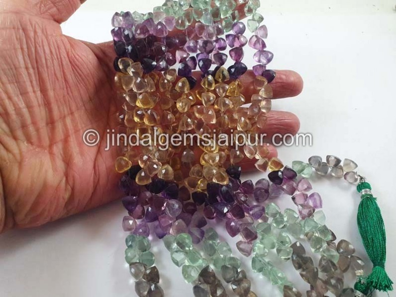 Multi Fluorite Faceted Trillion Beads