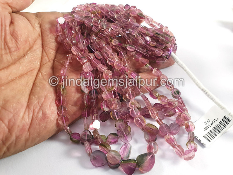 Bi Color Tourmaline Flat Oval Shape Beads