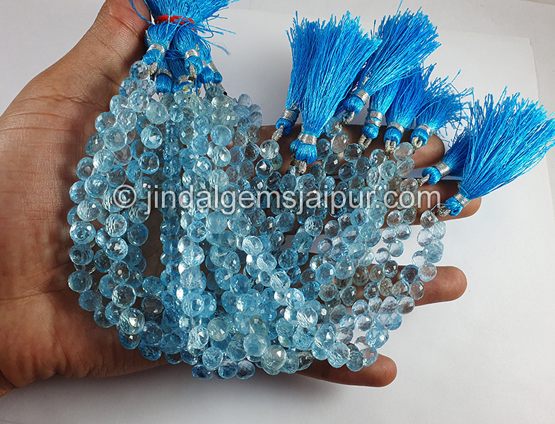 Sky Blue Topaz Faceted Onion Shape Beads