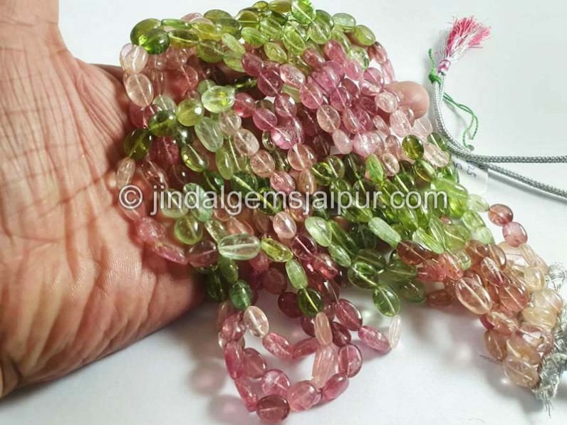 Multi Pink & Green Tourmaline Far Smooth Nuggets Shape Beads