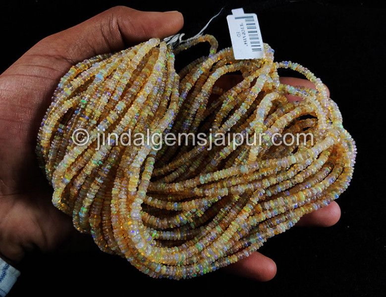 Yellow Ethiopian Opal Smooth Roundelle Shape Beads