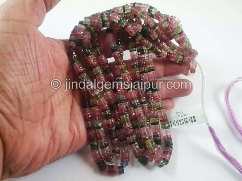 Tourmaline Faceted Tyre Beads