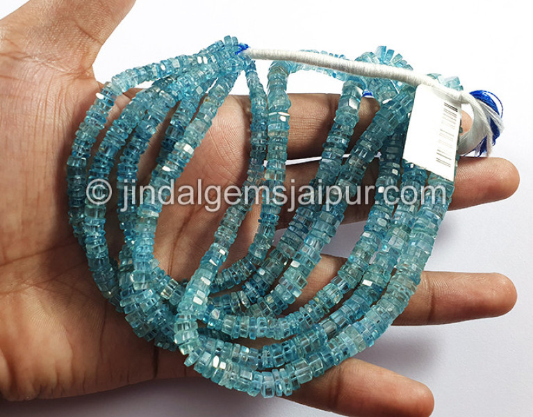 Blue Zircon Faceted Bolt Shape Beads