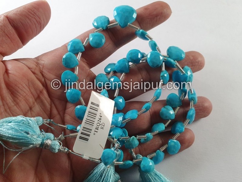 Turquoise Arizona Faceted Heart Shape Beads