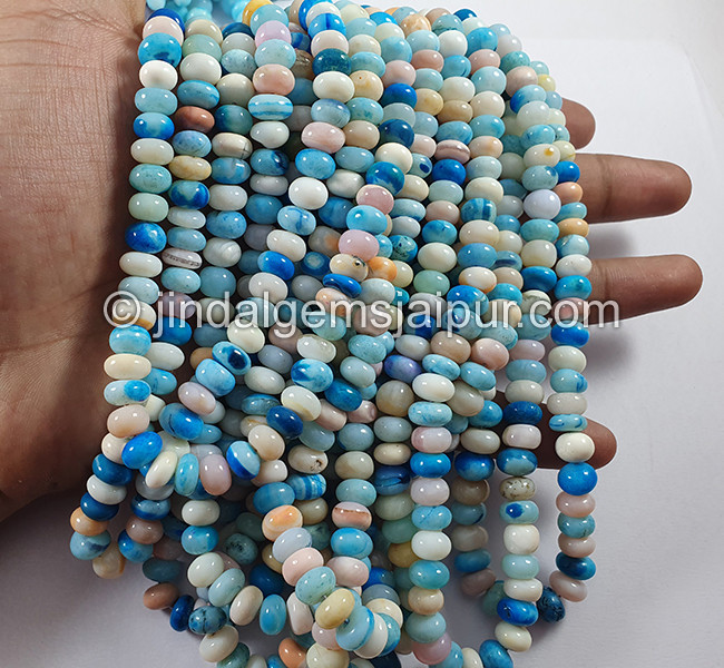 Multi Opal Smooth Roundelle Shape Beads