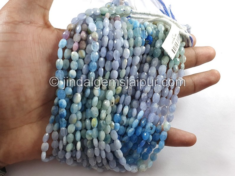 Hackmanite Shaded Faceted Oval Shape Beads