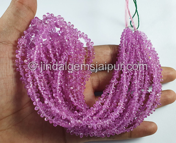 Pink Sapphire Faceted Drops Shape Beads