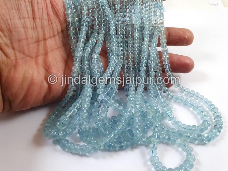 Aquamarine Smooth Roundelle Beads