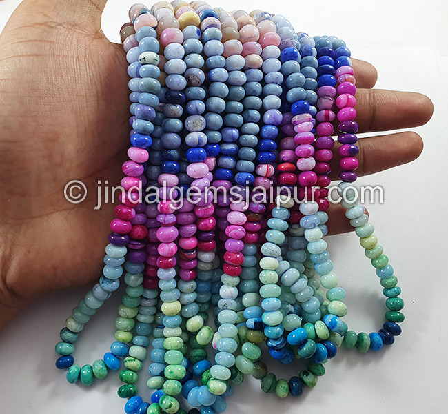 Multi Opal Smooth Roundelle Shape Beads