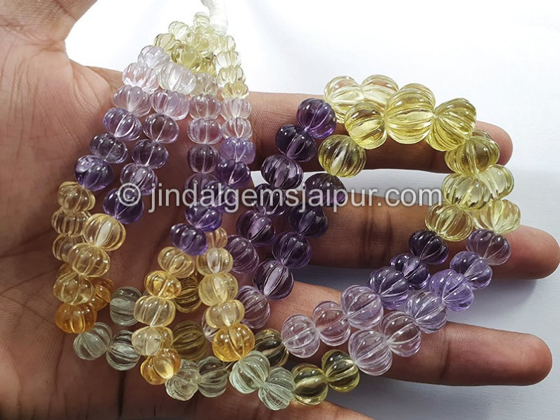 Mix Quartz Carved Pumpkin Shape Big Beads