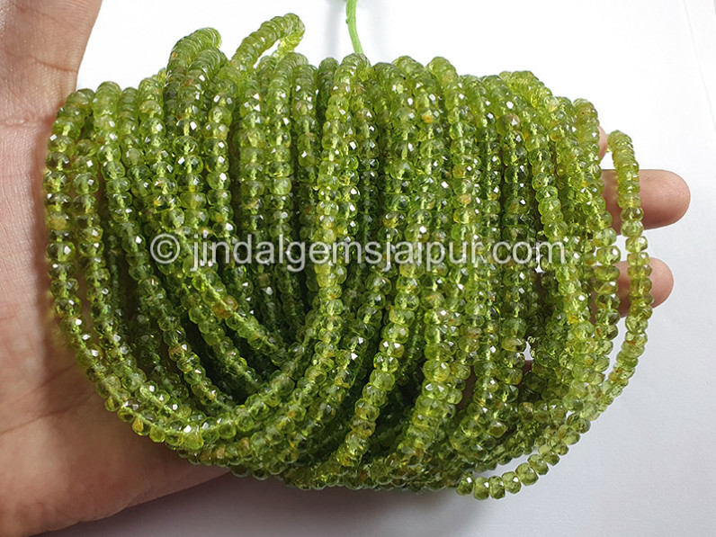 Peridot Faceted Roundelle Shape Beads