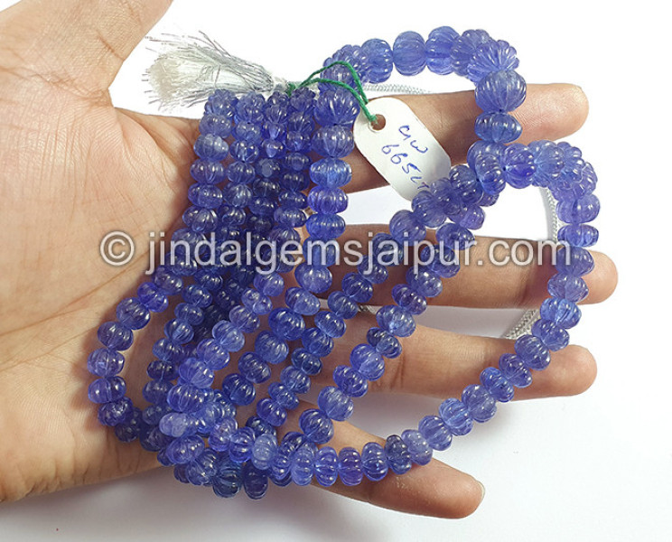 Tanzanite Carved Pumpkin Shape Beads