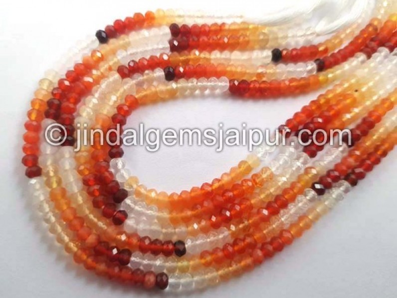 Fire Opal Faceted Roundelle Shape Beads