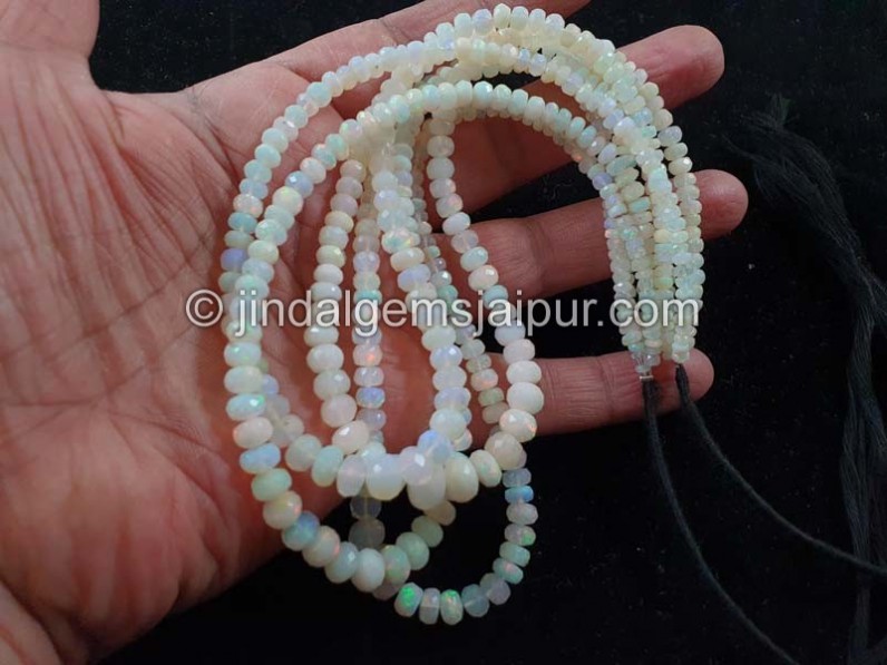 White Ethiopian Opal Far Faceted Roundelle Beads
