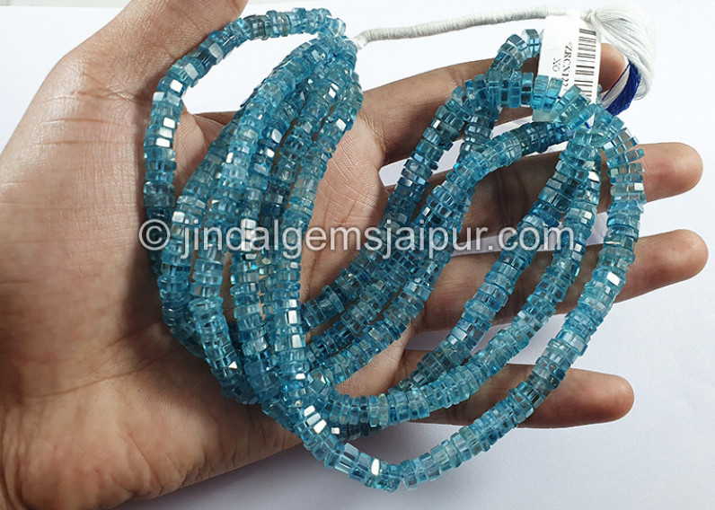 Blue Zircon Faceted Bolt Shape Beads