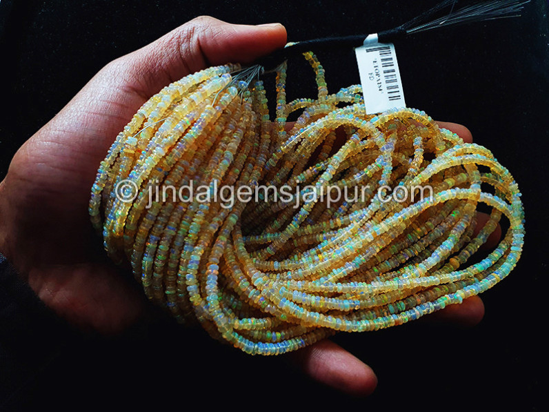Yellow Ethiopian Opal Smooth Roundelle Shape Beads