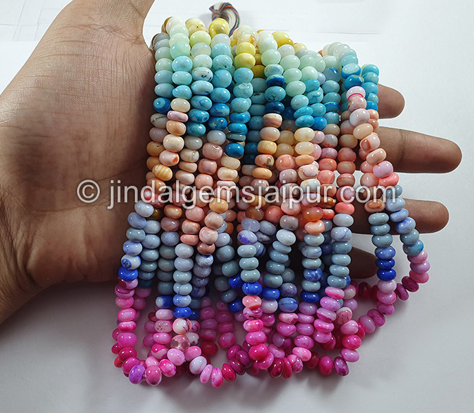 Multi Opal Dyed Smooth Roundelle Shape Beads