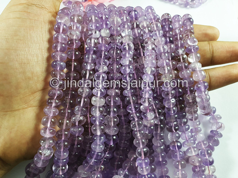 Pink Amethyst Smooth Roundelle Shape Beads