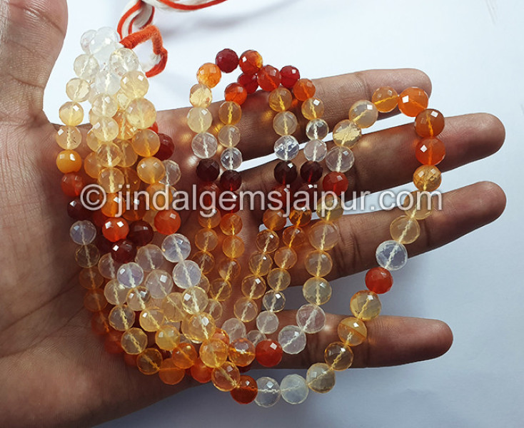Fire Opal Faceted Round Balls Beads