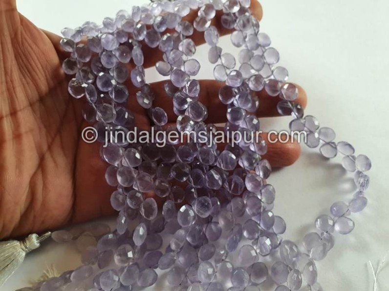 Yttrium Purple Fluorite Faceted Heart Beads