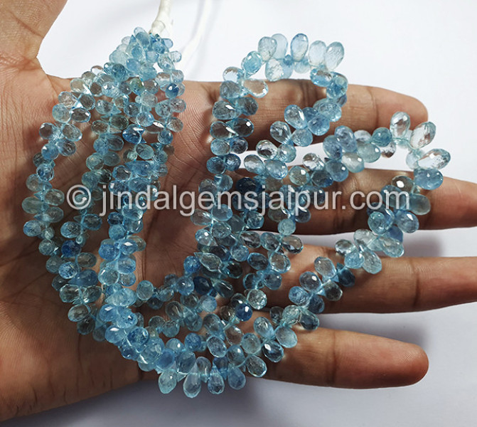 Aquamarine Faceted Drops Shape Beads