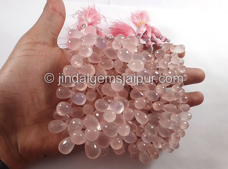 Rose Quartz Faceted Drops Shape Big Beads