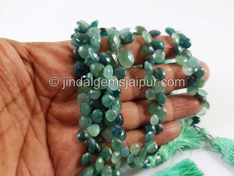 Grandidierite Shaded Faceted Heart Beads
