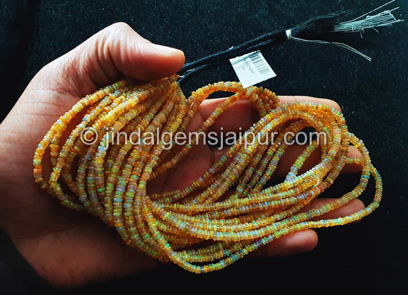 Orange Ethiopian Opal Smooth Roundelle Shape Beads