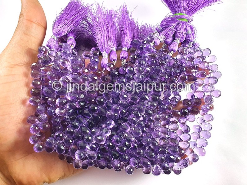 Amethyst Faceted Drops Shape Small Beads