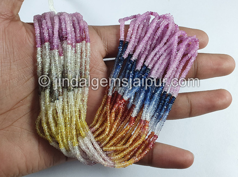 Multi Sapphire Faceted Roundelle Shape Beads