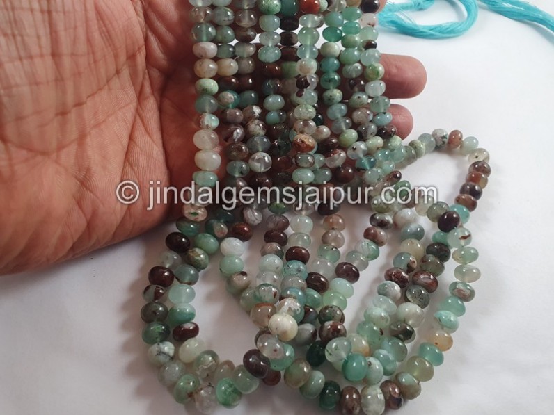 Aqua Chalcedony Smooth Roundelle Beads