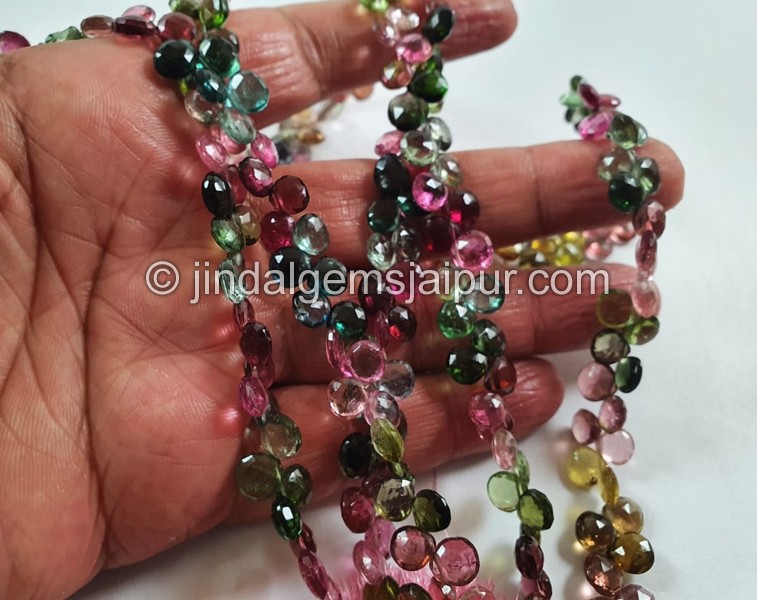 Tourmaline Faceted Heart Beads