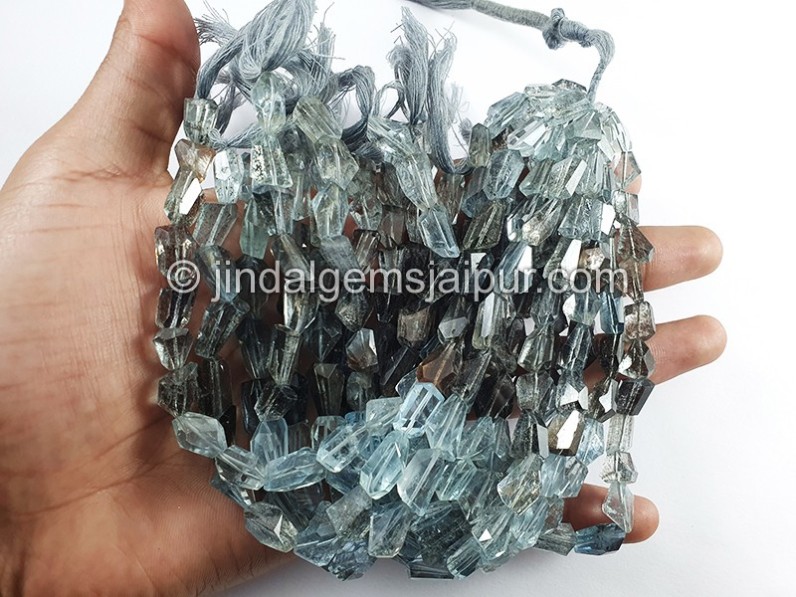 Moss Aquamarine Faceted Nuggets Shape Beads