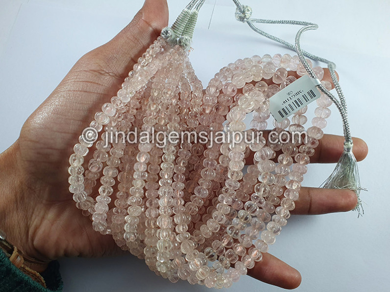 Peach Morganite Carved Pumpkin Shape Beads