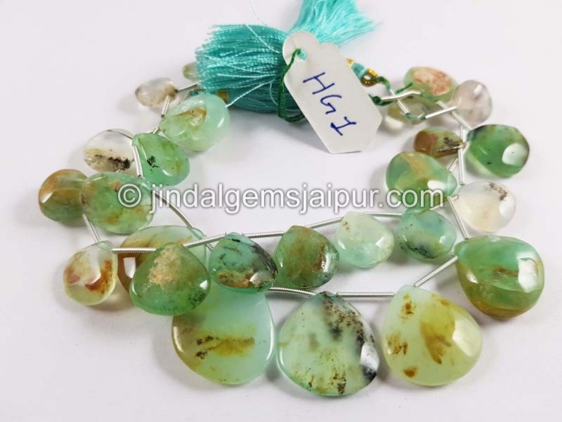 Natural Peruvian Opal Smooth Heart Beads