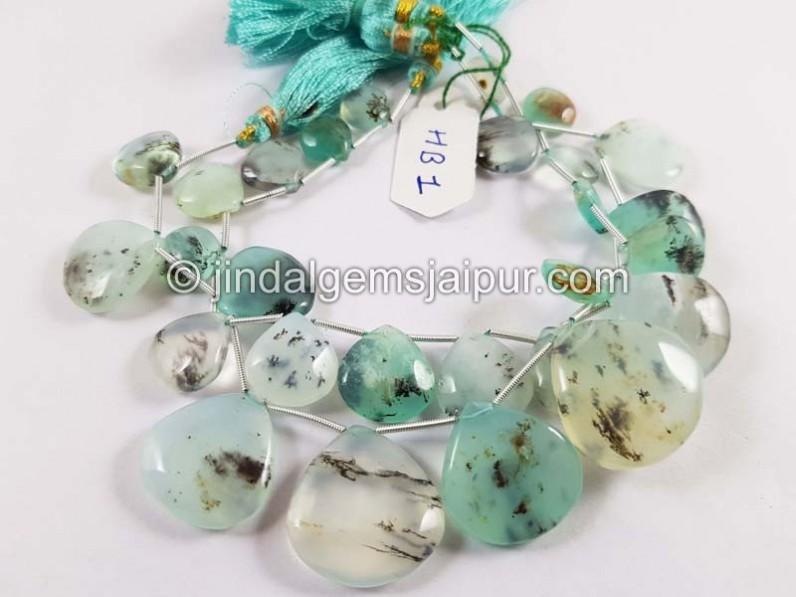 Natural Peruvian Blue Opal Smooth Heart Beads