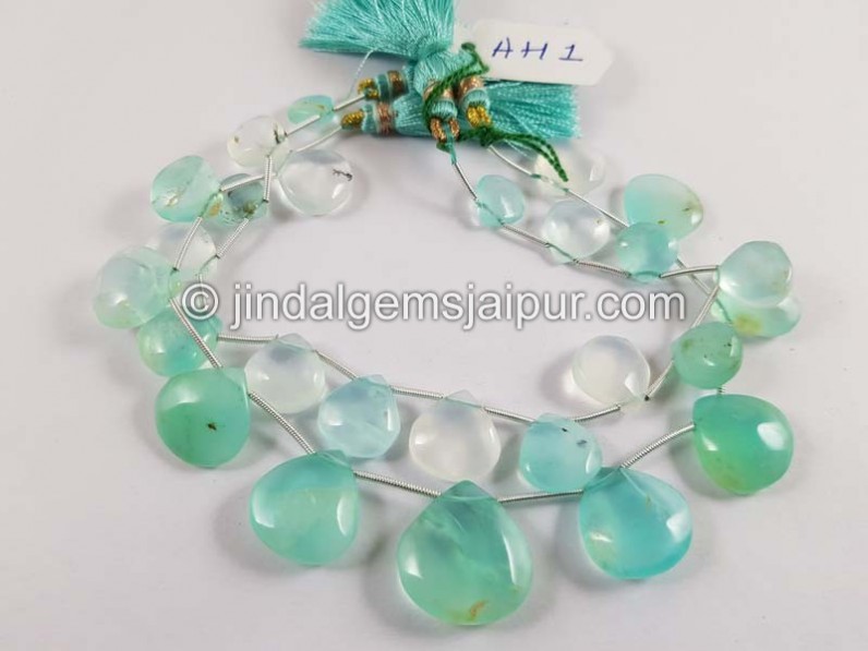 Natural Peruvian Blue Opal Smooth Heart Beads