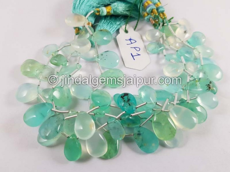 Natural Peruvian Blue Opal Smooth Pear Beads