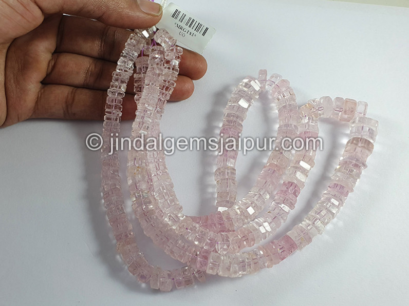 Morganite Pink Step Cut Bolt Shape Beads