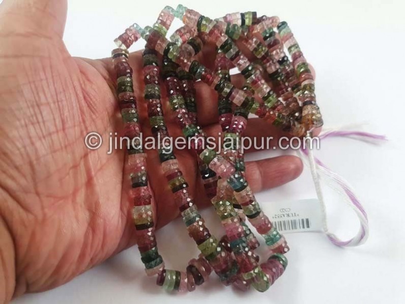Tourmaline Faceted Tyre Beads