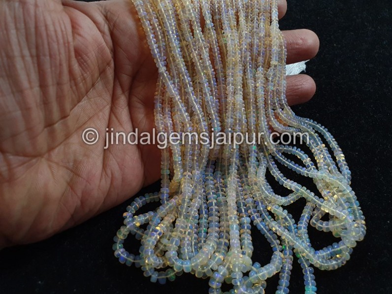 Off White Ethiopian Opal Smooth Roundelle Beads